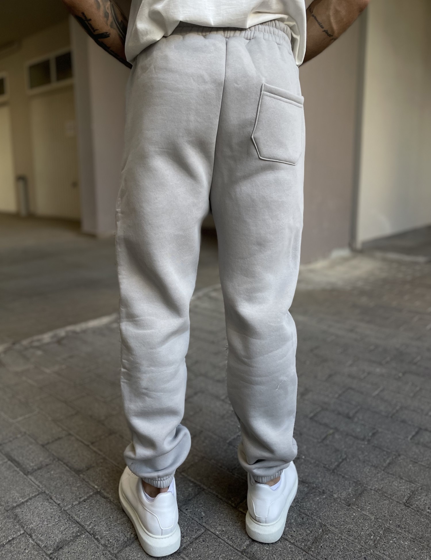 Ανδρικό γκρι παντελόνι φόρμας με λάστιχο ES26001G φωτογραφία